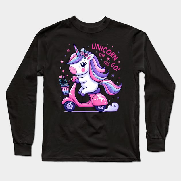 Unicorn on the go Long Sleeve T-Shirt by zeevana